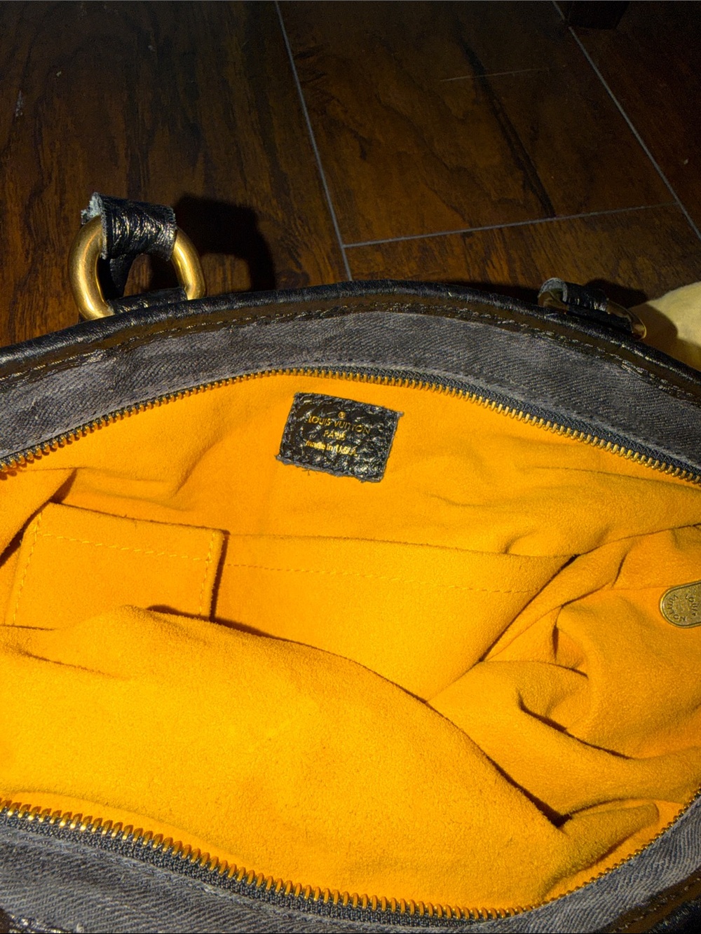 Louis Vuitton Black Monogram Denim Shoulder Bag with Gold Hardware EUC - Picture 6 of 9